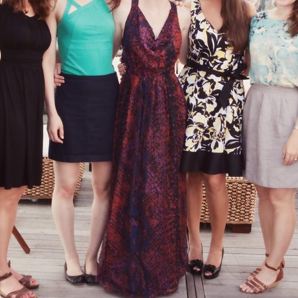 Anthropologie Patterned Silk Maxi Dress w/ T-Back Maxi- Size X-Small - LIKE NEW - Picture 4 of 6